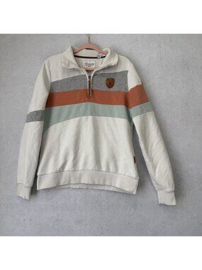 Wanakome Sweatshirt Womens Large Multicolor Colorblock 1/4 Zip Mock Neck Fleece